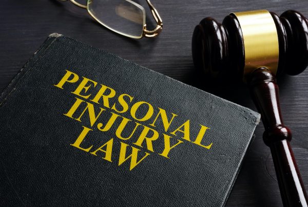 black personal injury law book beside gavel