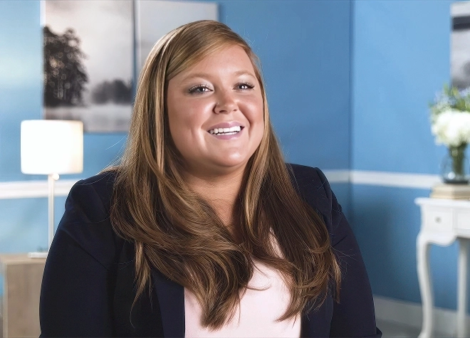 Elizabeth C McNulty sitting for an interview