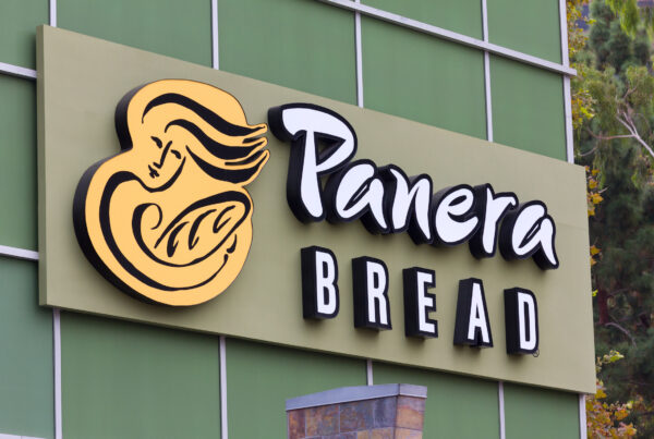 Panera bread sign on storefront.