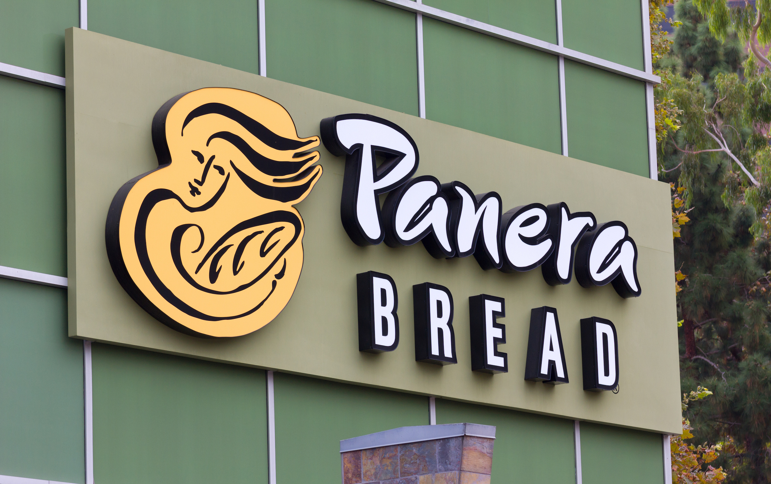 Panera bread sign on storefront.
