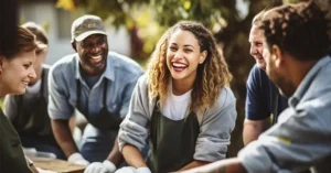 group of people laughing